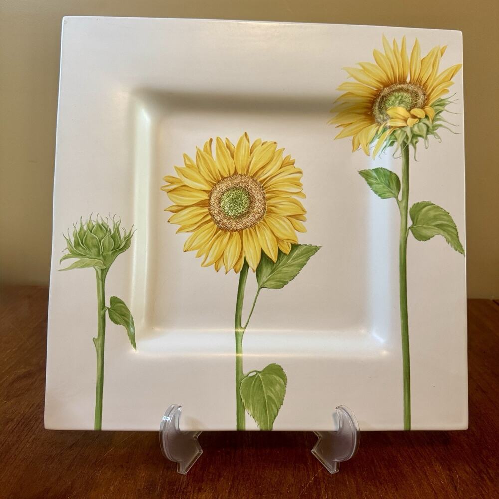 Villeroy & Boch Flora Summerfield 15” Square Serving Platter Sunflower Disc.